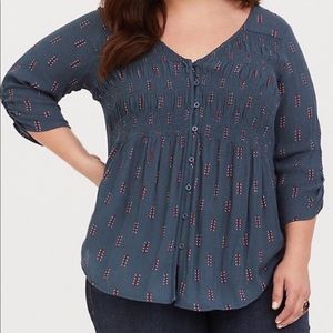Torrid Smocked Gauze Boho Top